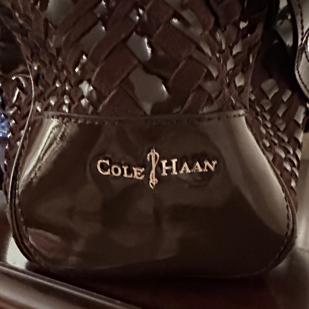 Cole Haan Dark Brown Woven Satchel - Picture 3 of 6